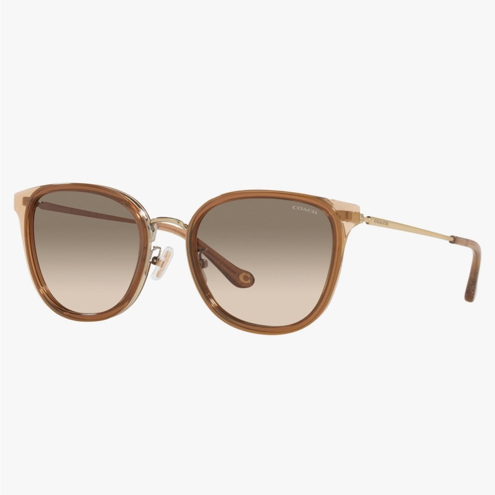 NWT Coach HC7135 Sunglasses, Light Gold/Brown/Light Brown Grey Gradient, 54 mm